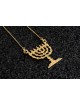 שרשרת חנוכיות שבעת סניפים מזהב לבן, מתנות חתונה יהודיות, ישרא